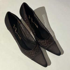 Nina satin glitter heels pumps shoes sz 7 wedding special event chocolate brown